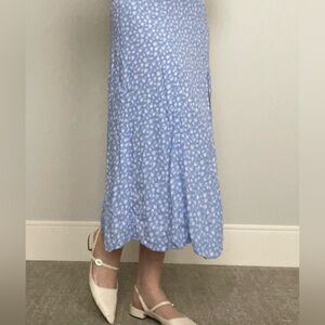 & Other Stories Light Blue Floral Midi Skirt